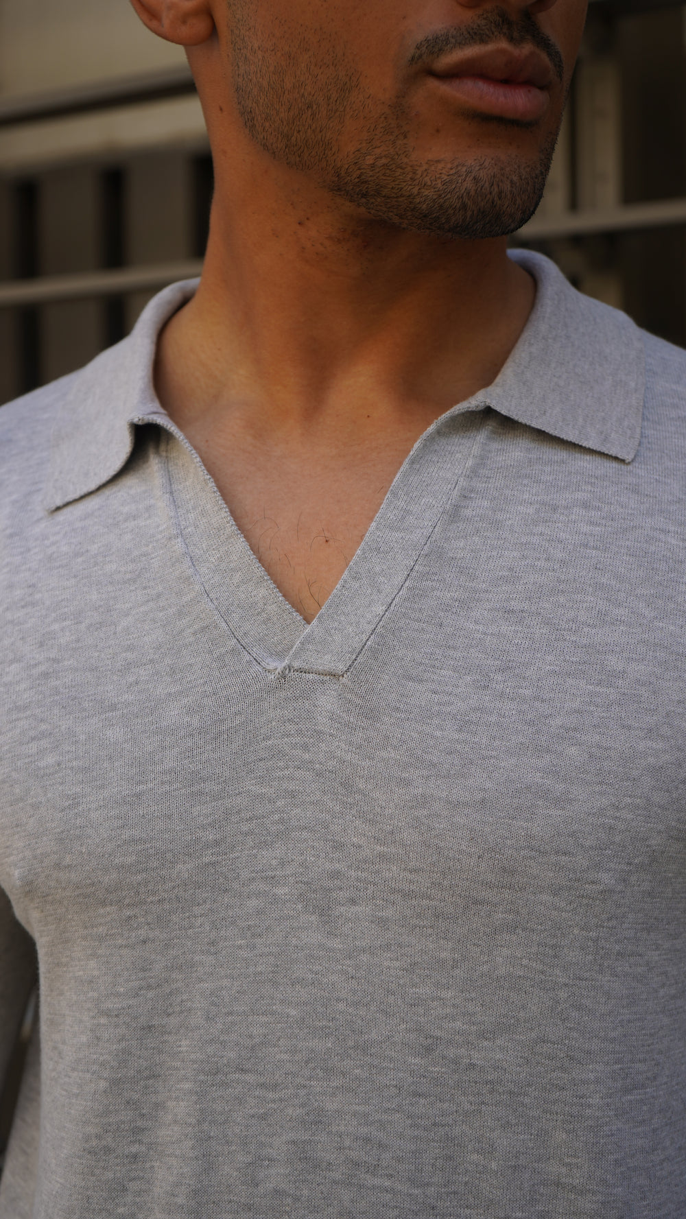 Capo Egyptian Cotton Cuban Collar LS Polo Shirt - Grey