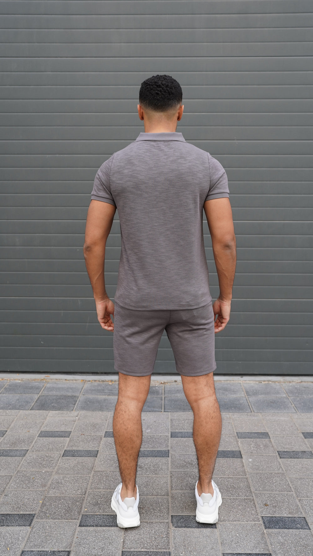 Capo Jersey Slub Cuban Polo Shirt - Charcoal