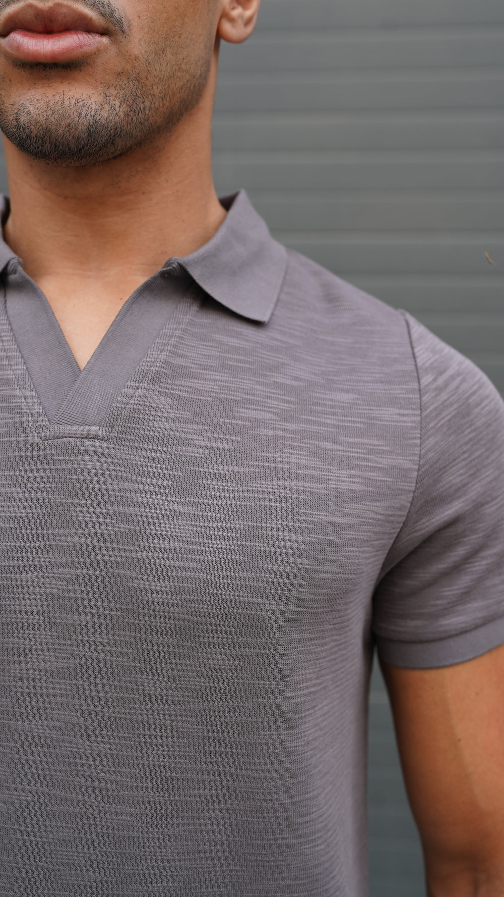 Capo Jersey Slub Cuban Polo Shirt - Charcoal