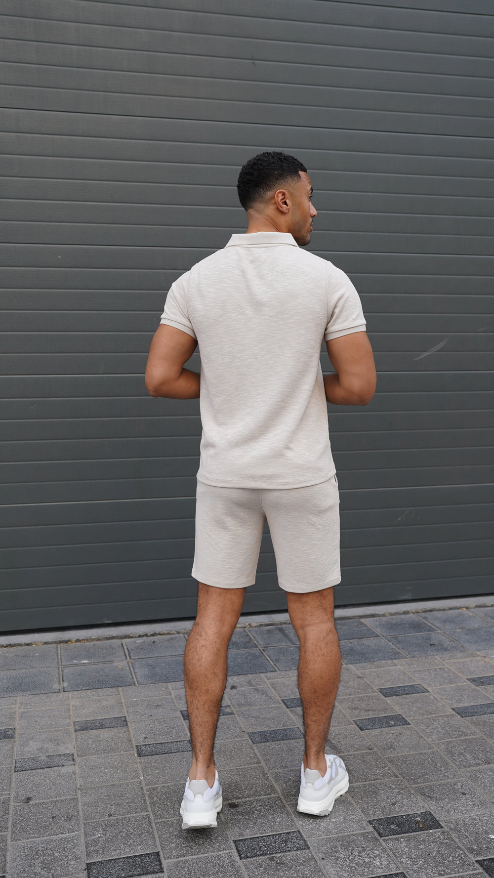 Capo Jersey Slub Cuban Polo Shirt - Stone Grey