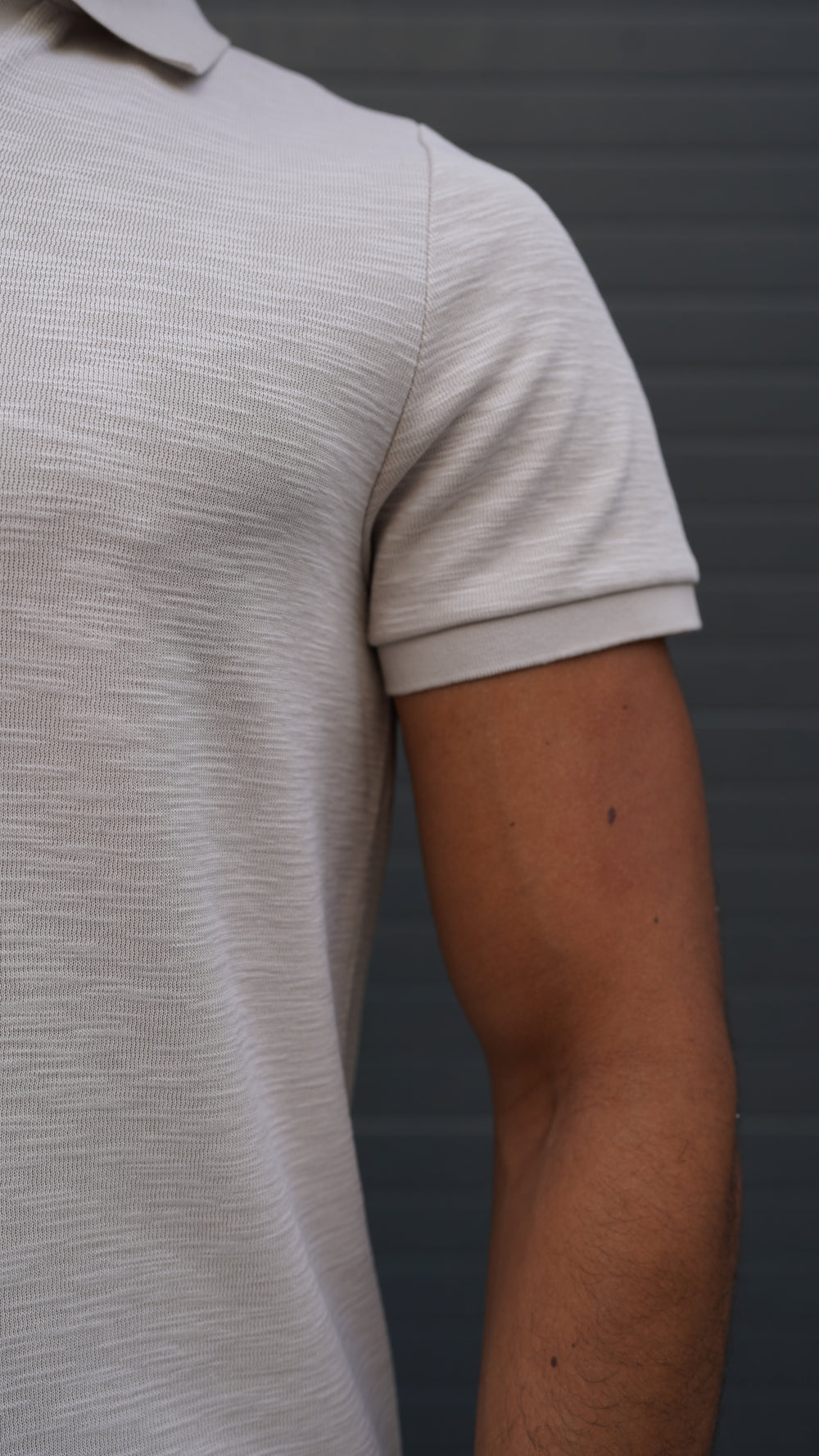 Capo Jersey Slub Cuban Polo Shirt - Stone Grey