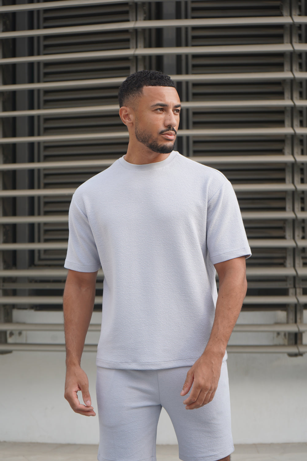 Capo Textured Co-ord T-Shirt - Slate Blue