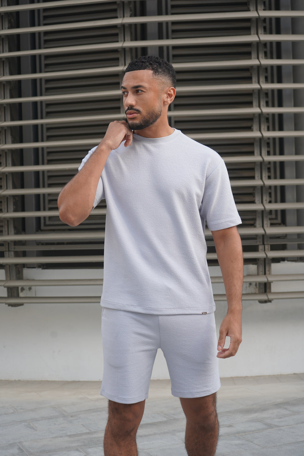 Capo Textured Co-ord Shorts - Slate Blue