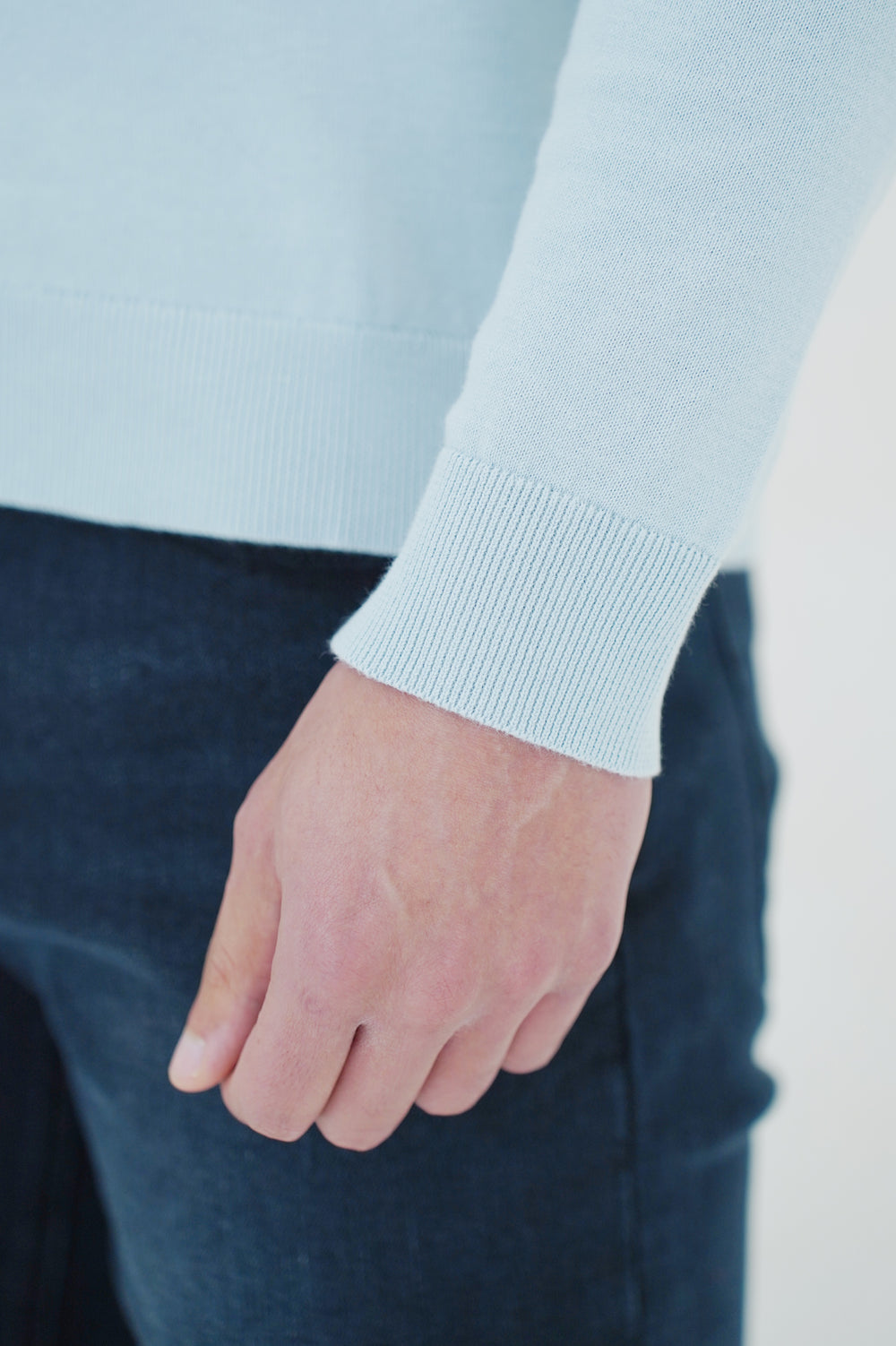 Capo Egyptian Cotton 1/4 Zip Top - Sky Blue