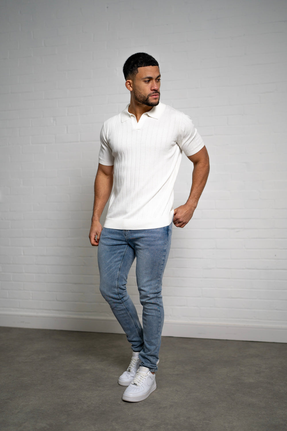 Capo Egyptian Cotton Line Cuban Collar Polo Shirt - Cream