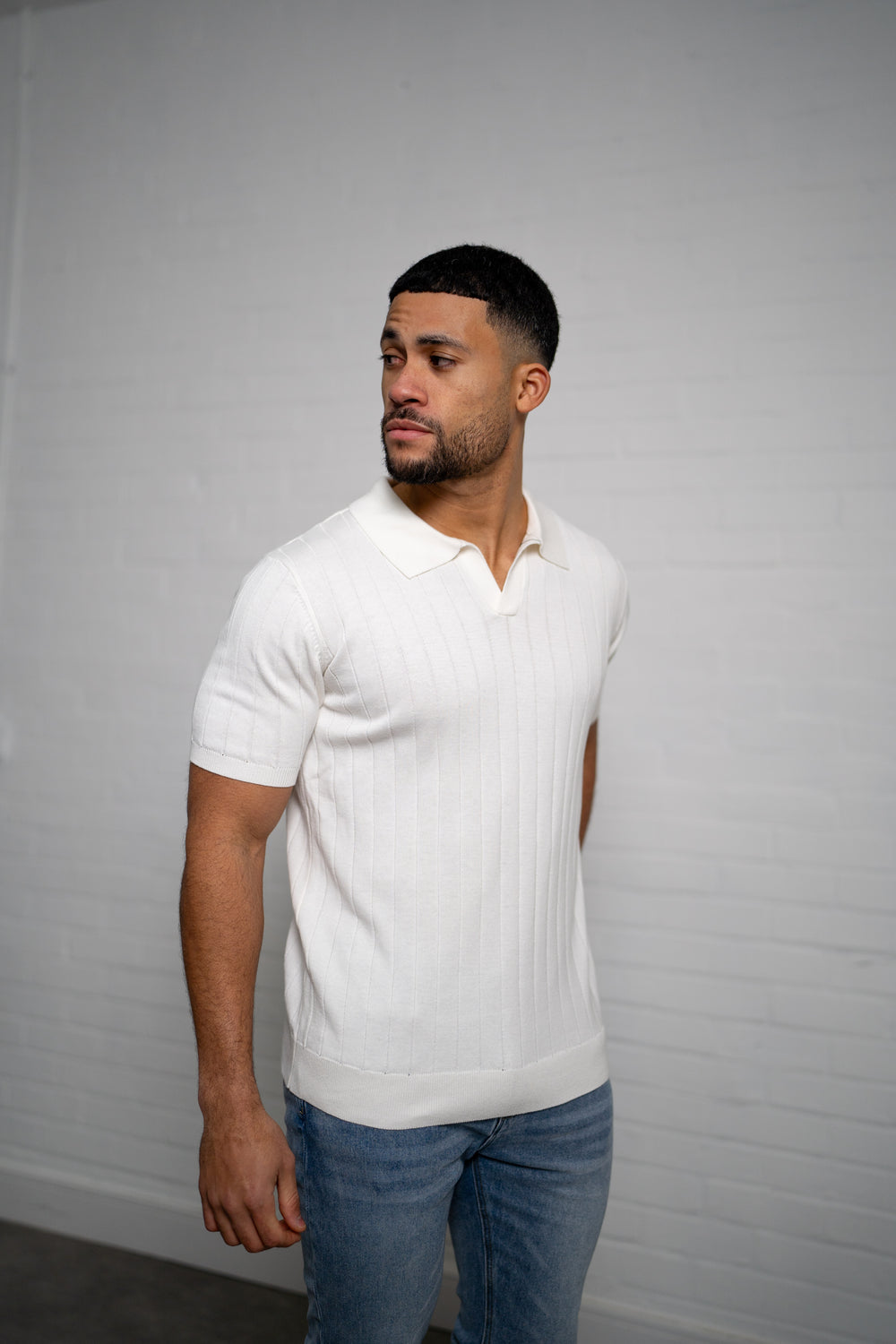 Capo Egyptian Cotton Line Cuban Collar Polo Shirt - Cream