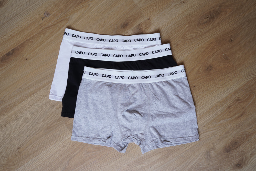 Capo Essential 3 Pack Boxer Shorts - Black/White/Grey