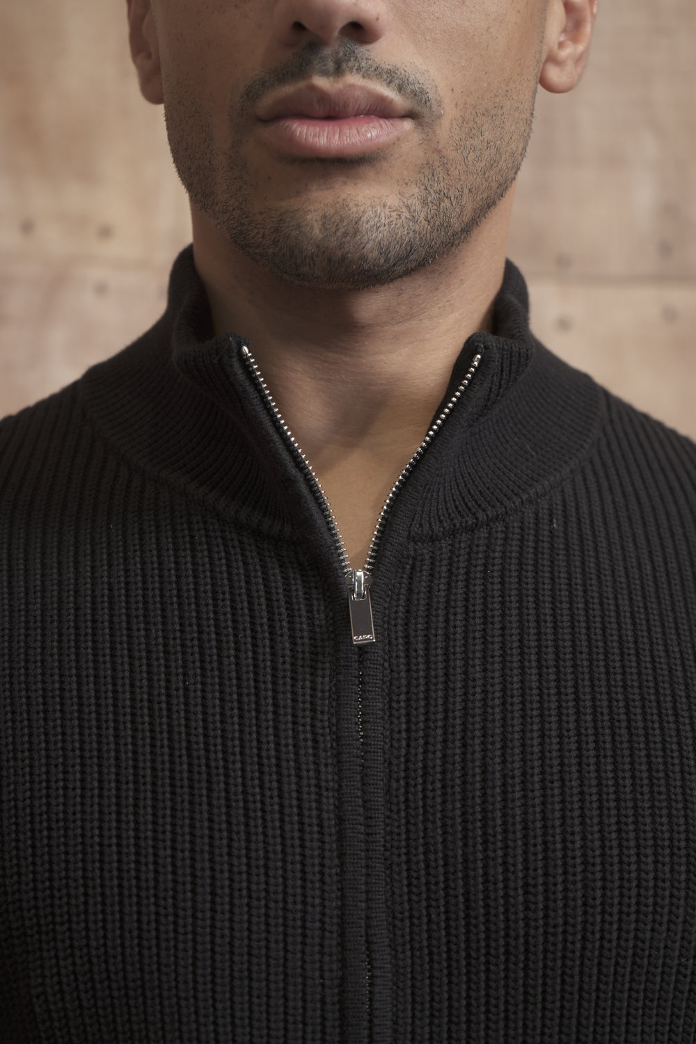 Capo Ribbed Full Zip Jumper - Black
