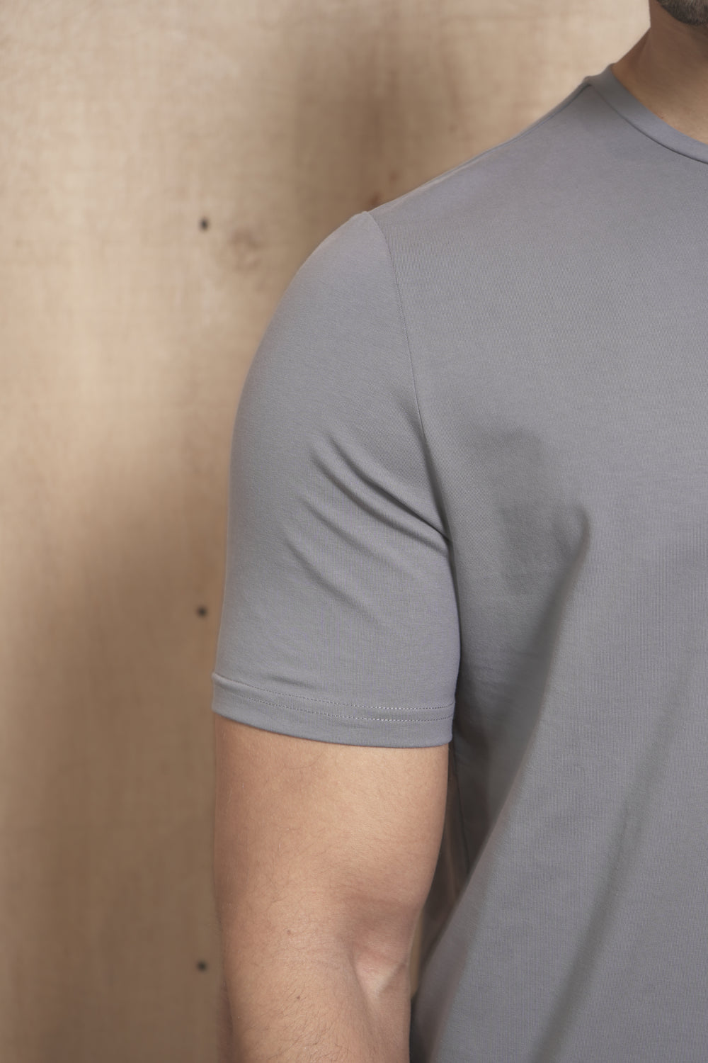 Capo Rundhals-T-Shirt aus Baumwolle für jeden Tag - Stein