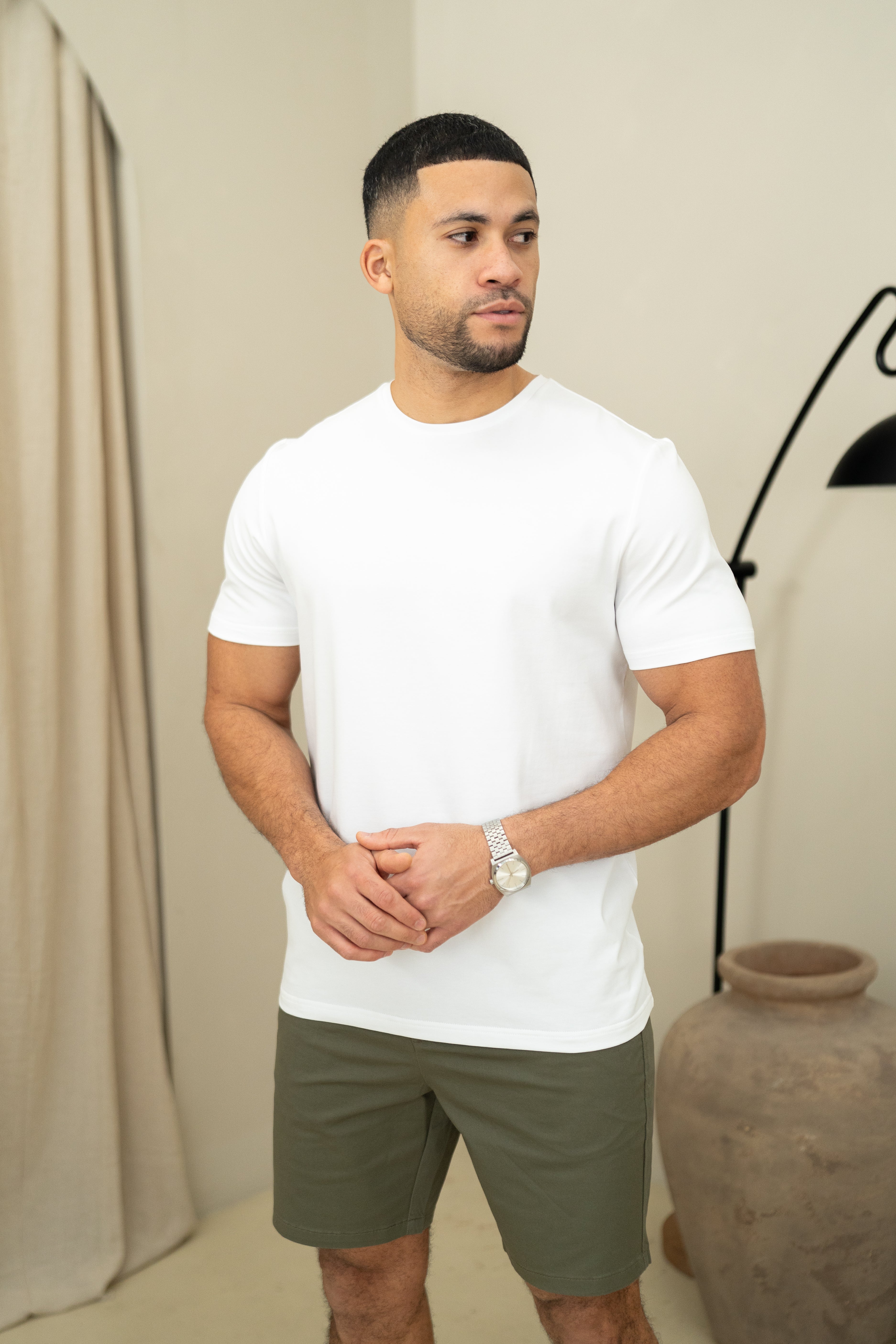 Capo Chino-Shorts mit seitlicher Verstellung - Olivgrün