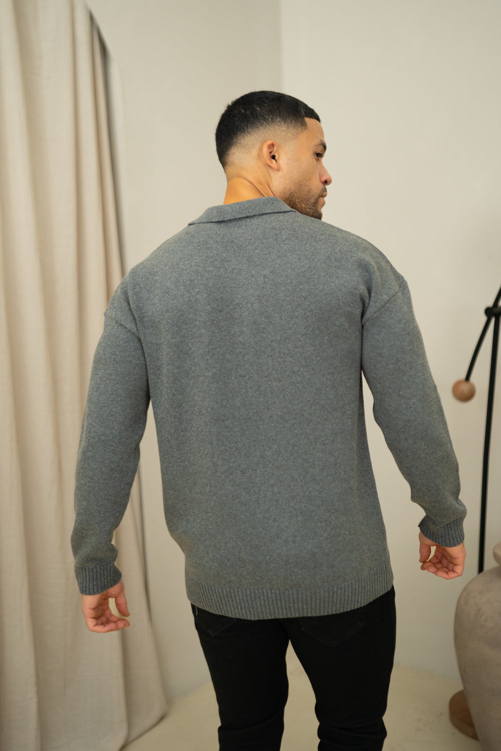 Capo Button LS Polo Shirt - Charcoal