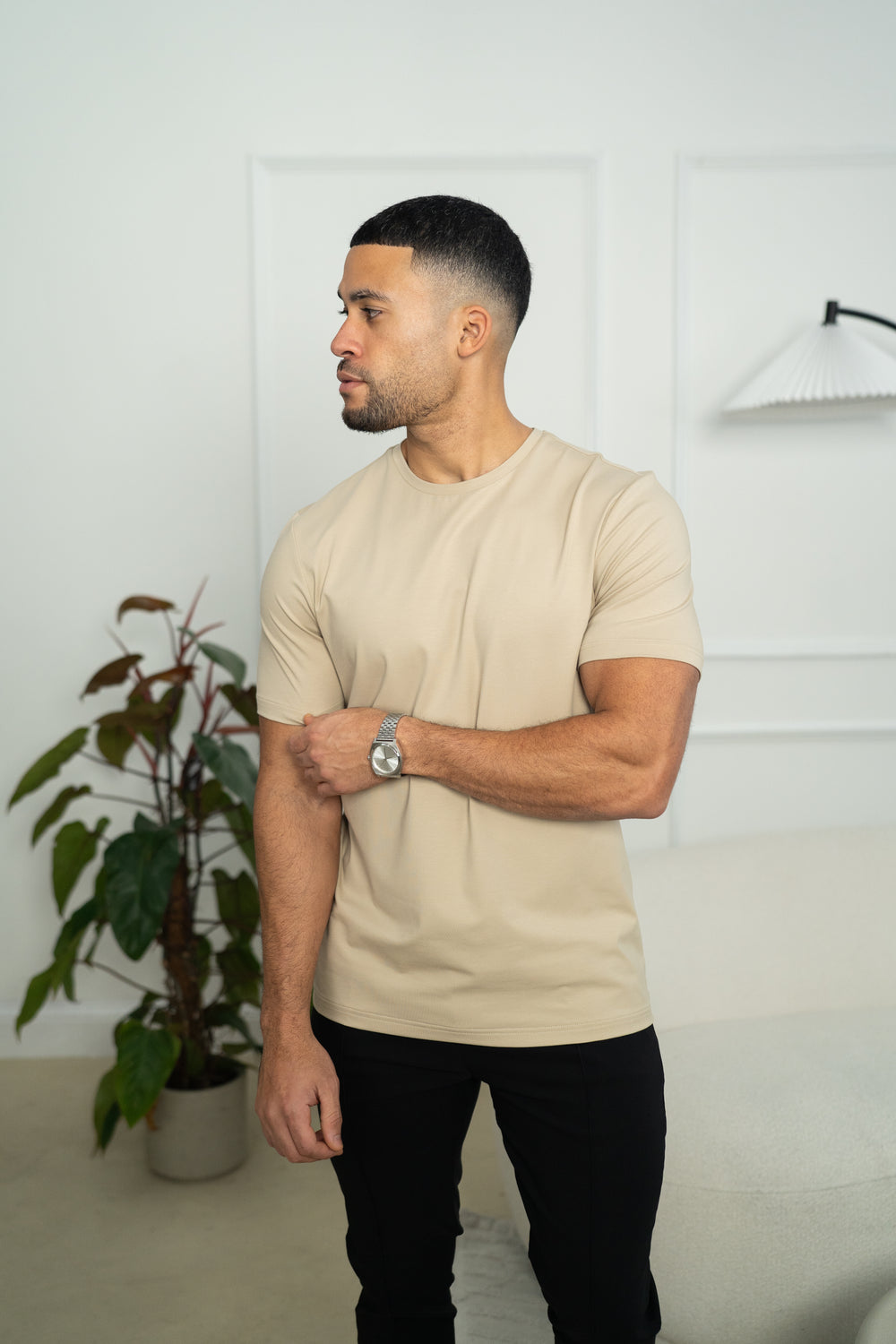 Capo Crew Neck Every Day Cotton T-Shirt - Stone