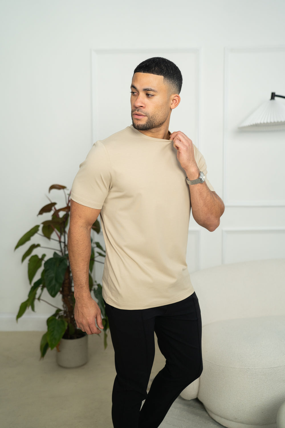 Capo Crew Neck Every Day Cotton T-Shirt - Stone
