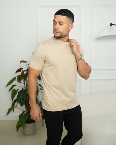 Capo Crew Neck Every Day Cotton T-Shirt - Stone