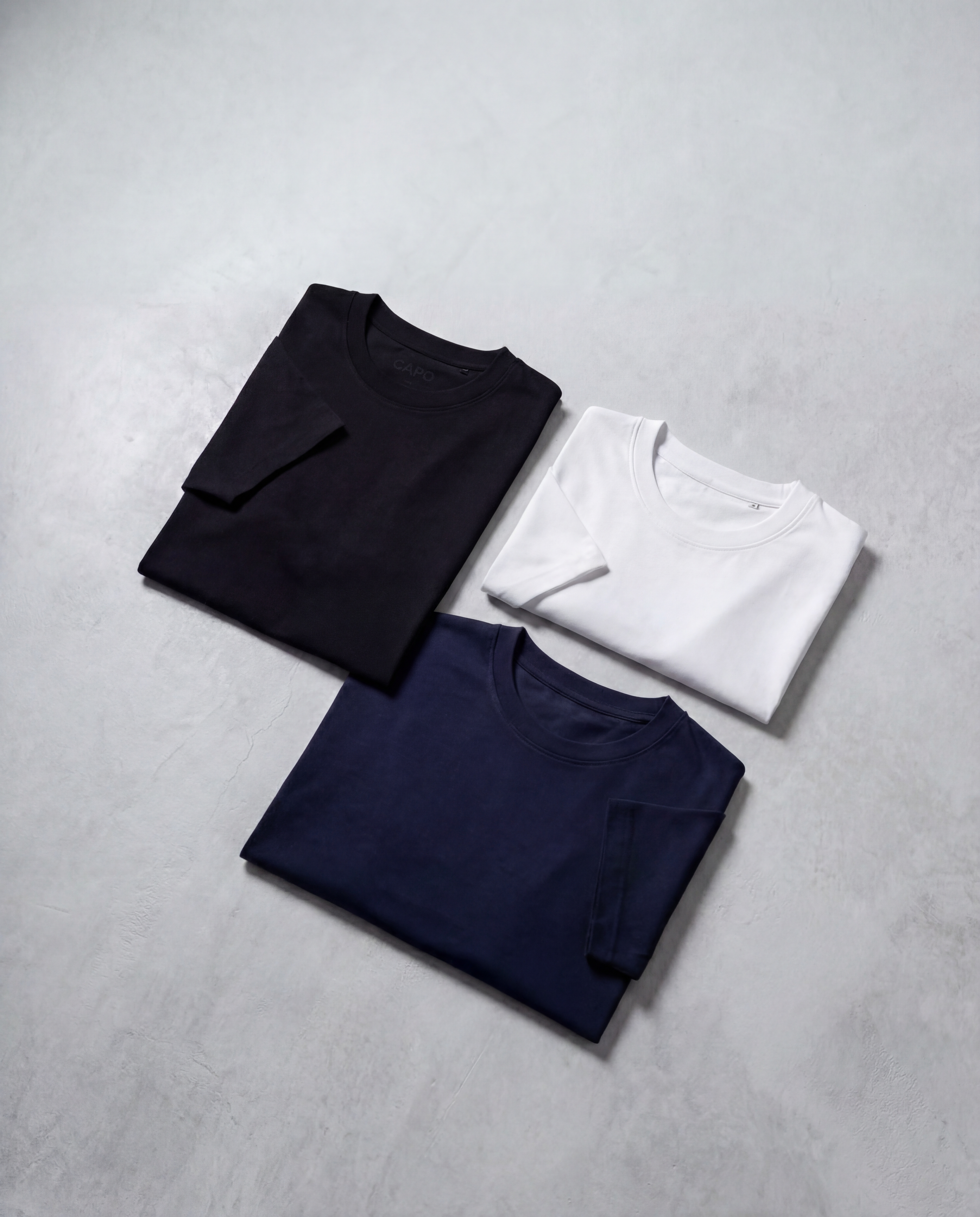 Capo Crew Neck Cotton T-Shirt - White, Navy & Black (3 Pack)