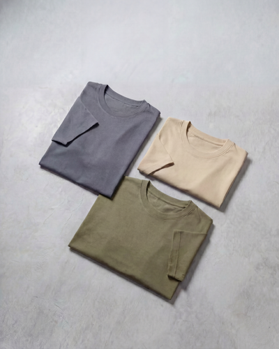 Capo Crew Neck Cotton T-Shirt 3-Pack - Slate Grey, Stone & Olive