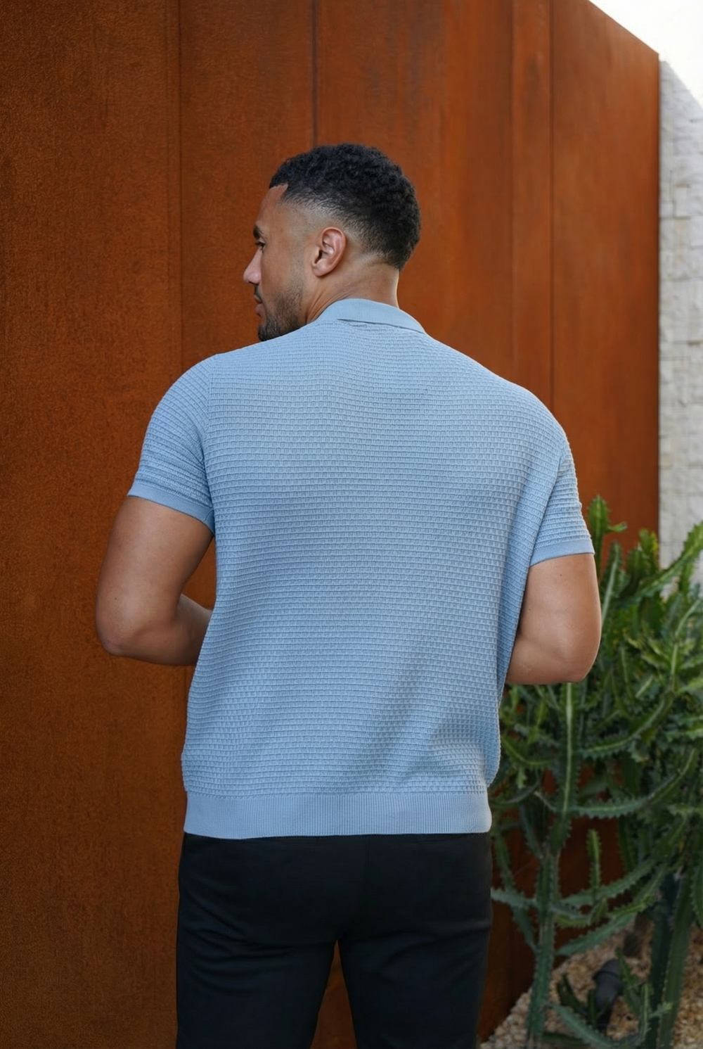 Capo Micro Square Poloshirt mit Reißverschluss - Off White