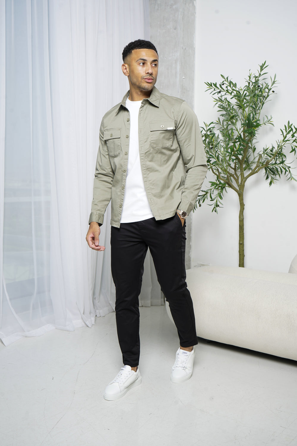 Capo Cotton Cargo Overshirt - Olive