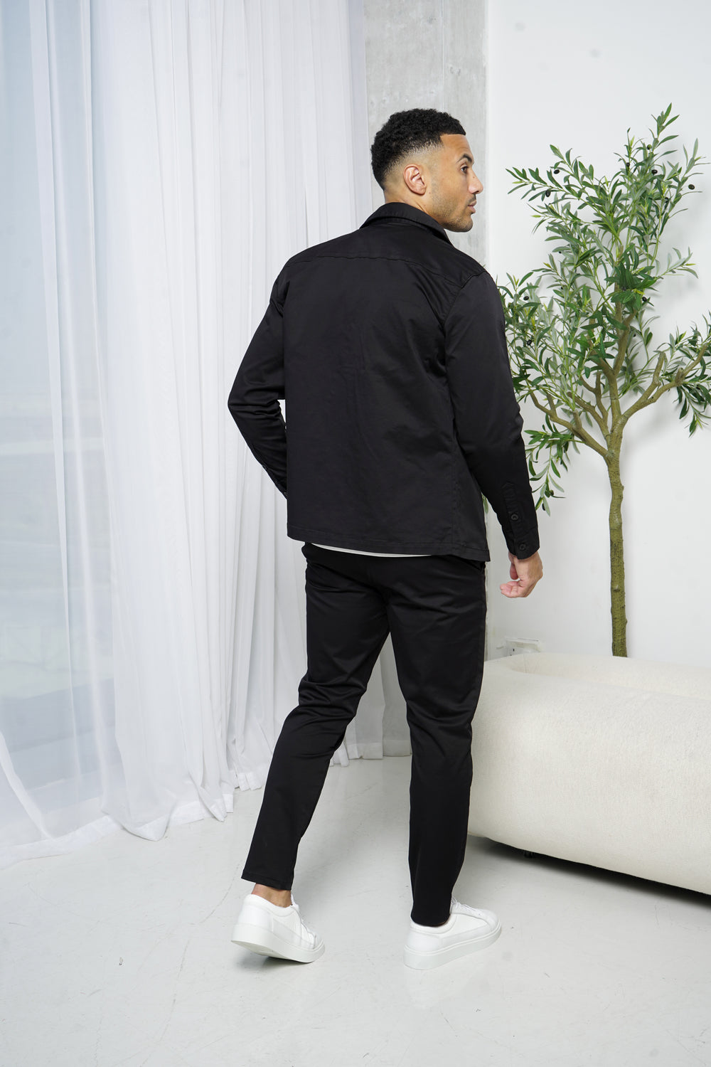 Capo Cotton Cargo Overshirt - Black