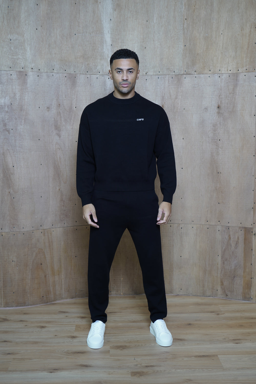 Capo Knitted Crew Sweater - Black