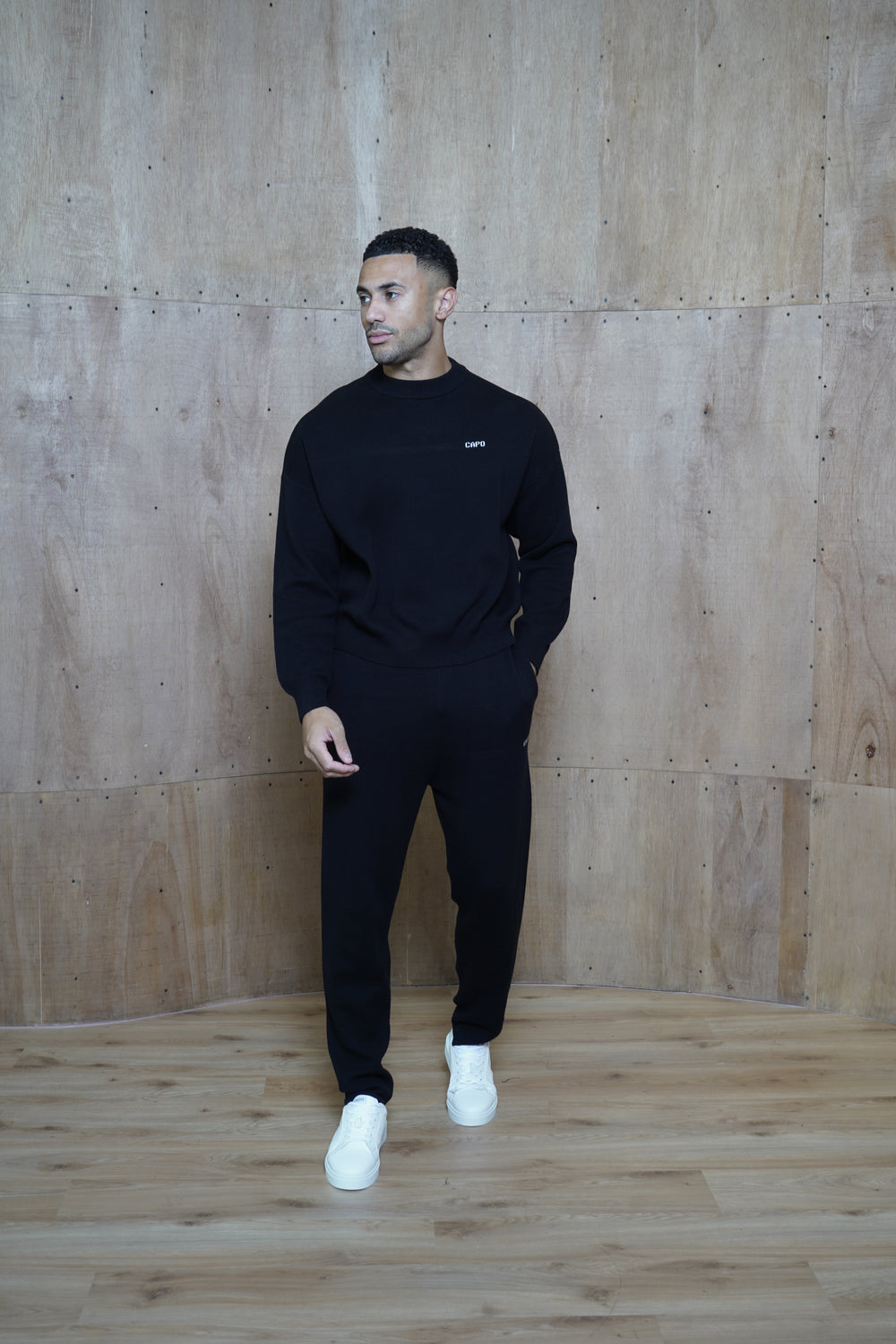 Capo Knitted Crew Sweater - Black