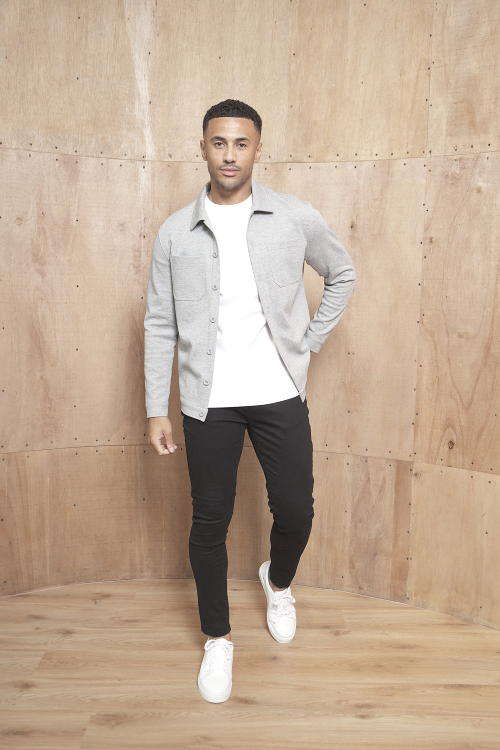 Capo Smart Button Overshirt - Light Grey