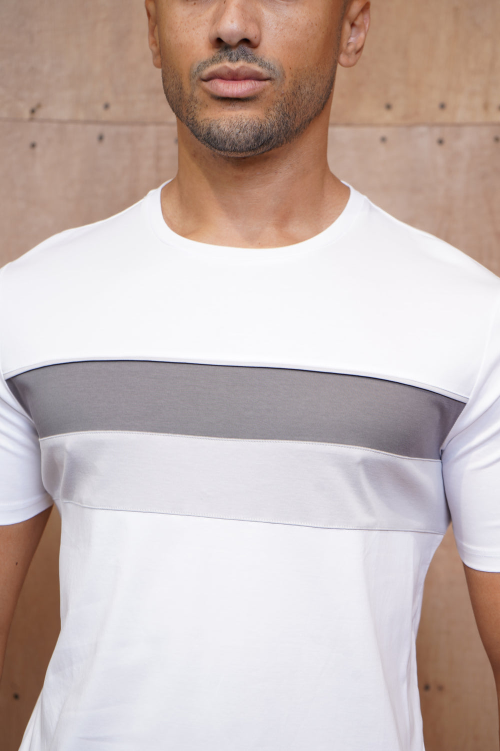 Capo Mercerised Stripe Colour Block T-Shirt - White
