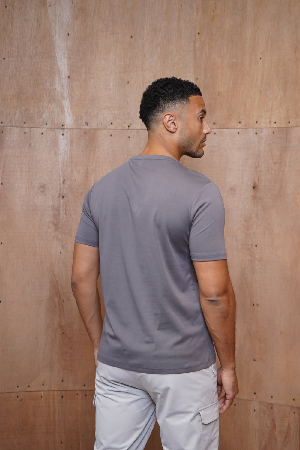 Capo Mercerised Stripe Colour Block T-Shirt - Charcoal