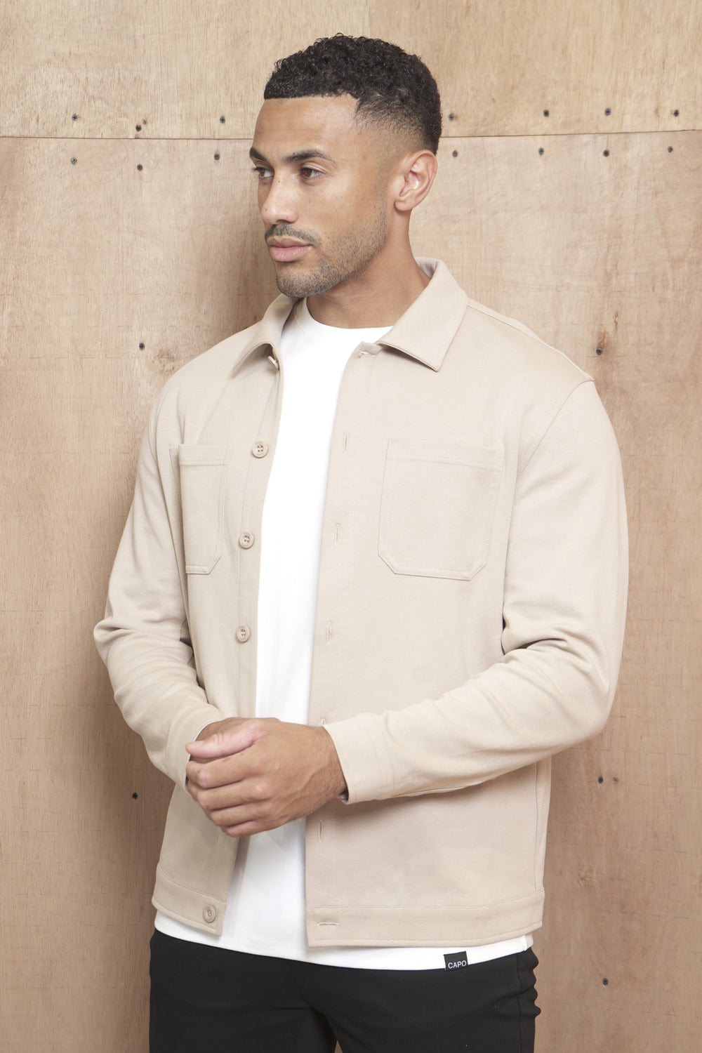 Capo Smart Button Overshirt - Stone