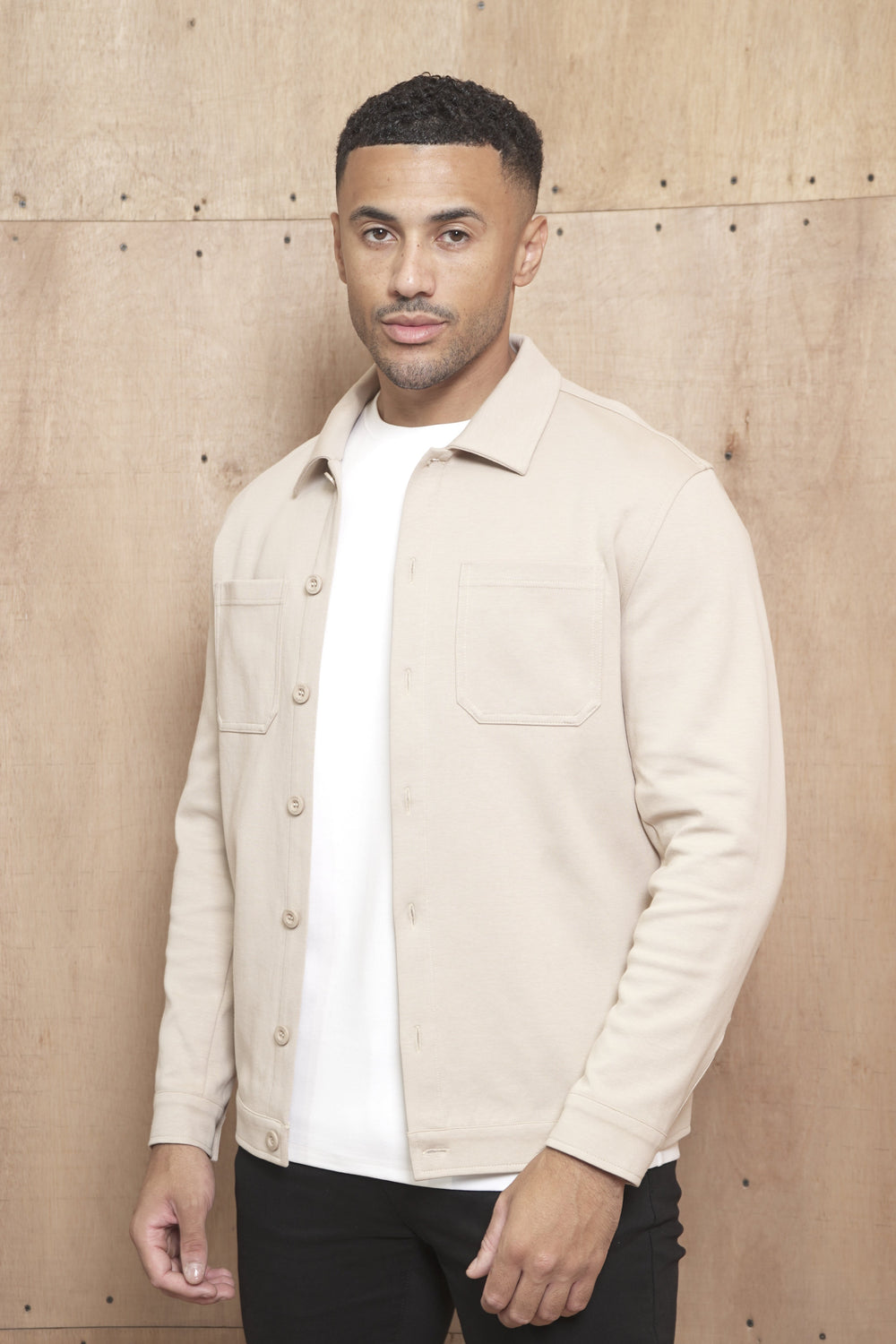 Capo Smart Button Overshirt - Stone