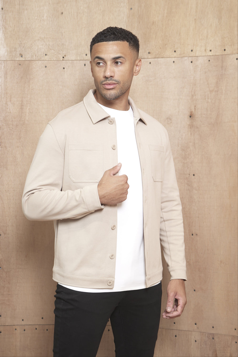 Capo Smart Button Overshirt - Stone