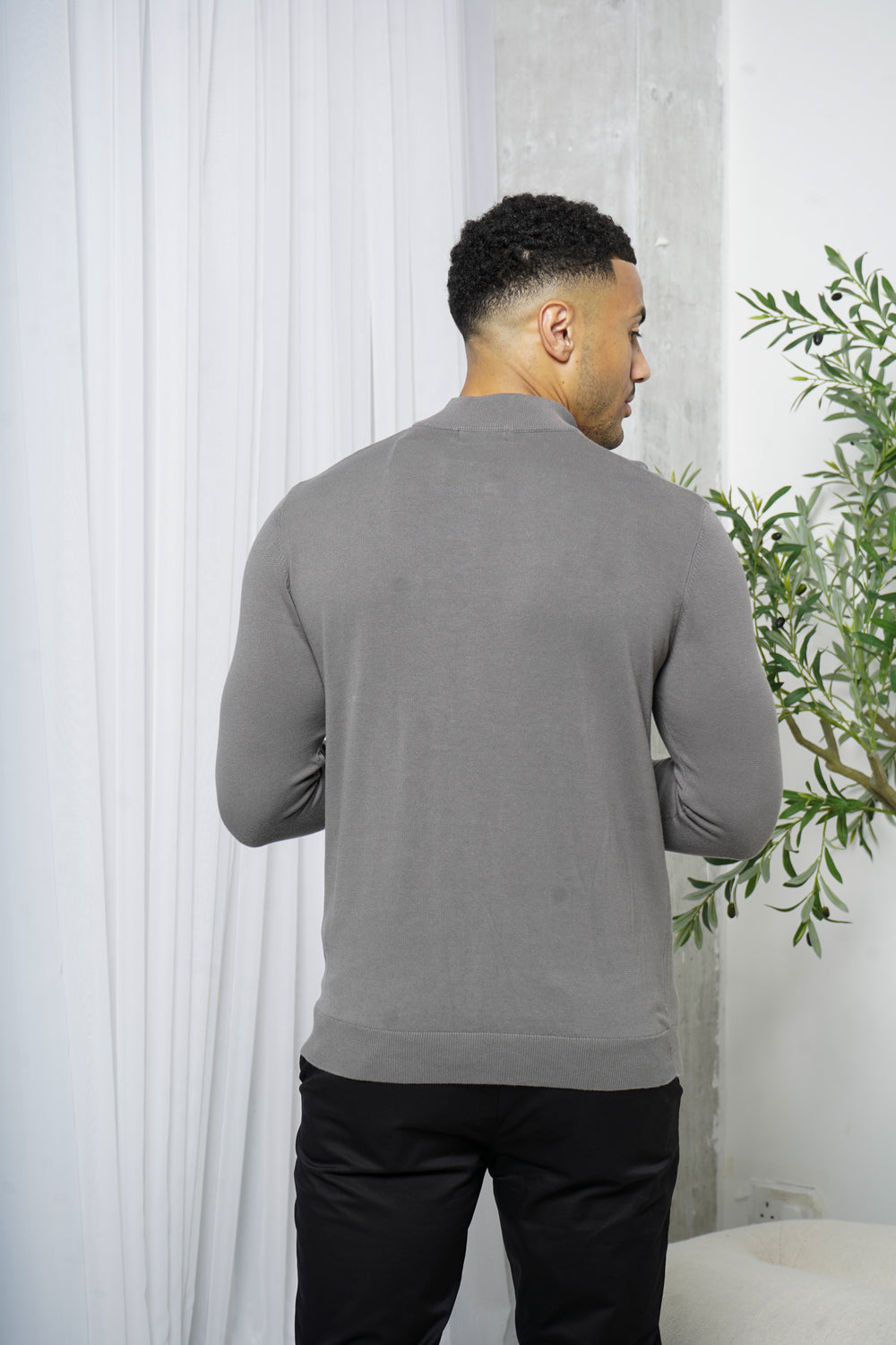 Capo Egyptian Cotton 1/4 Zip Top - Charcoal