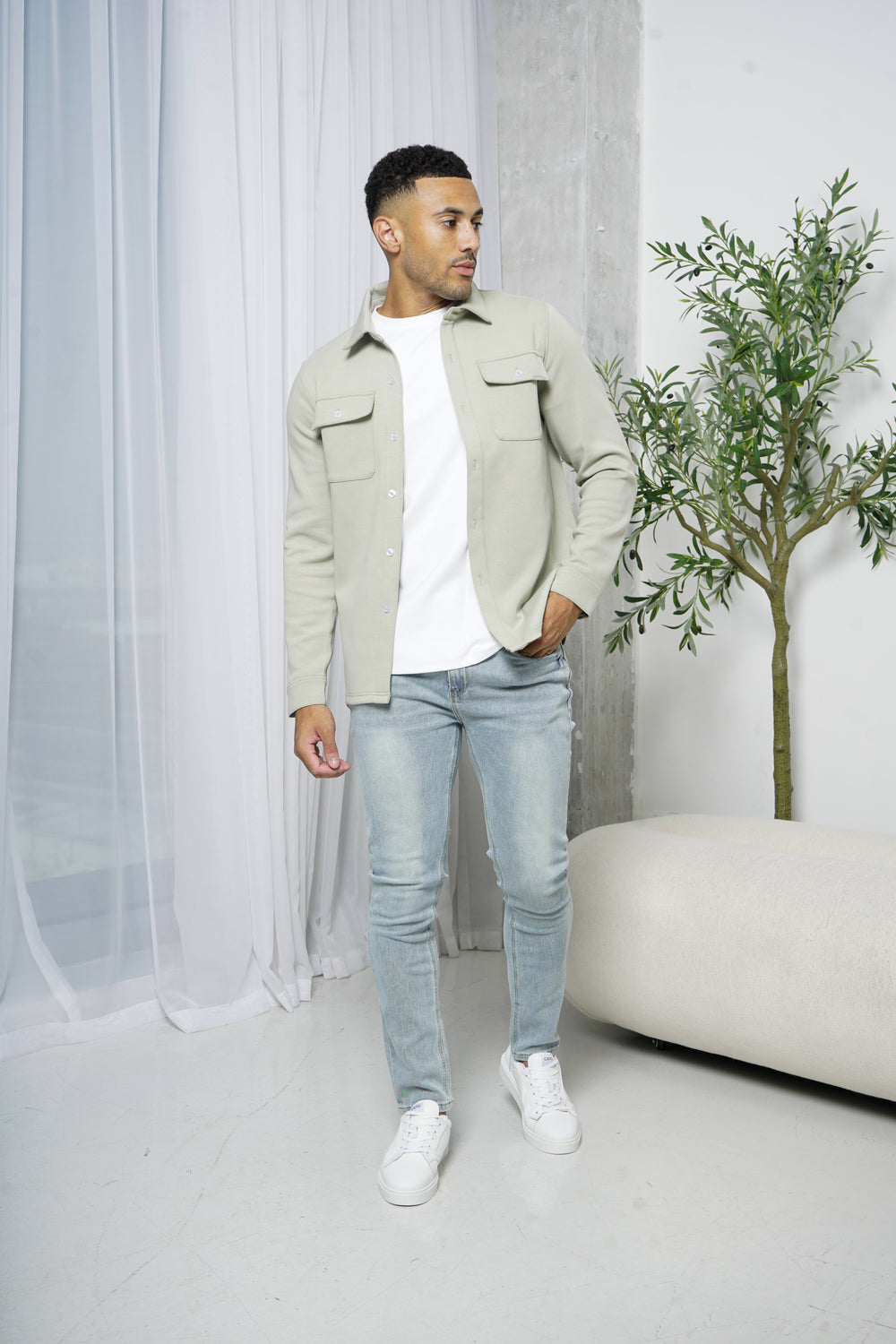 Capo Interlock Jersey Overshirt - Olive