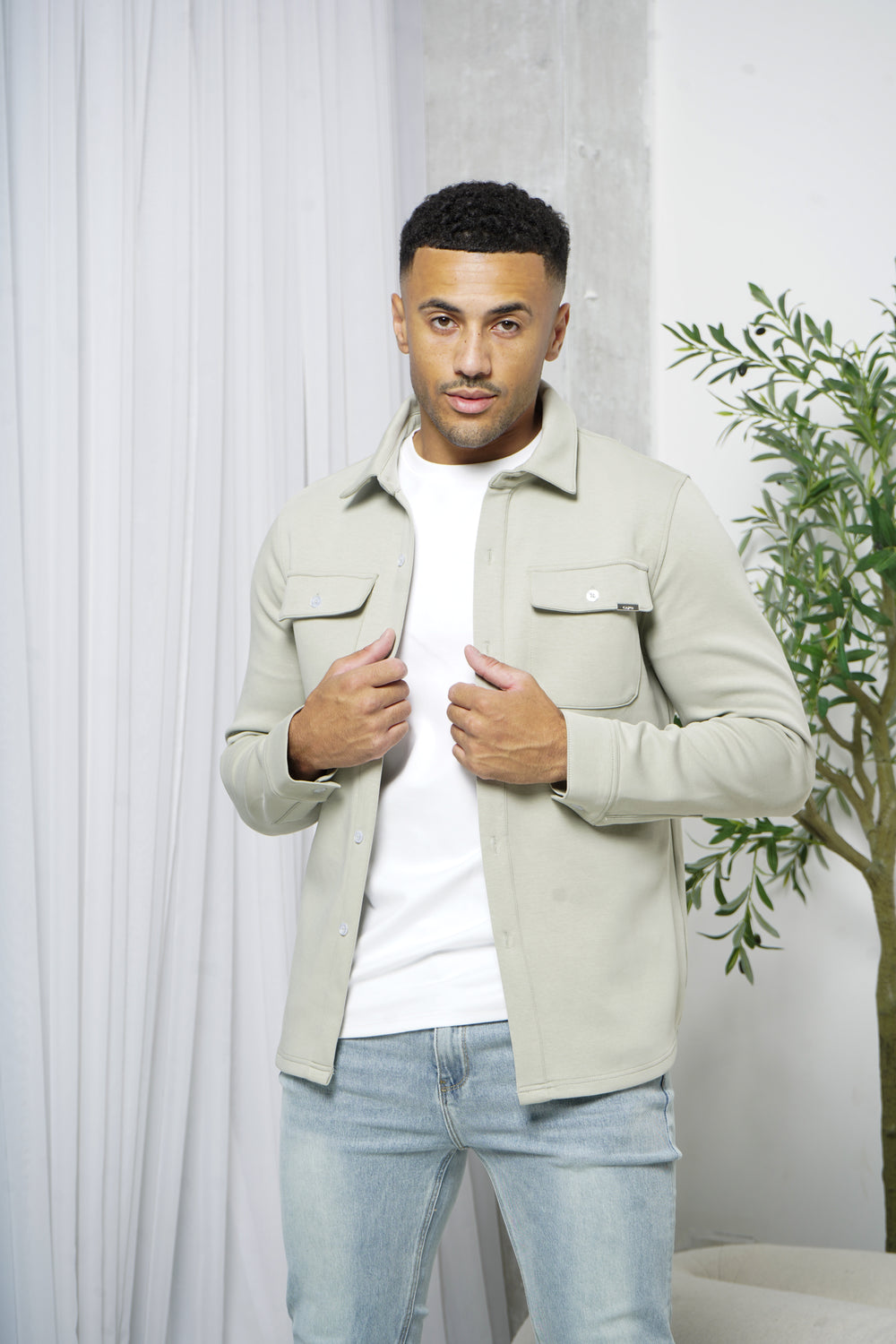 Capo Interlock Jersey Overshirt - Olive