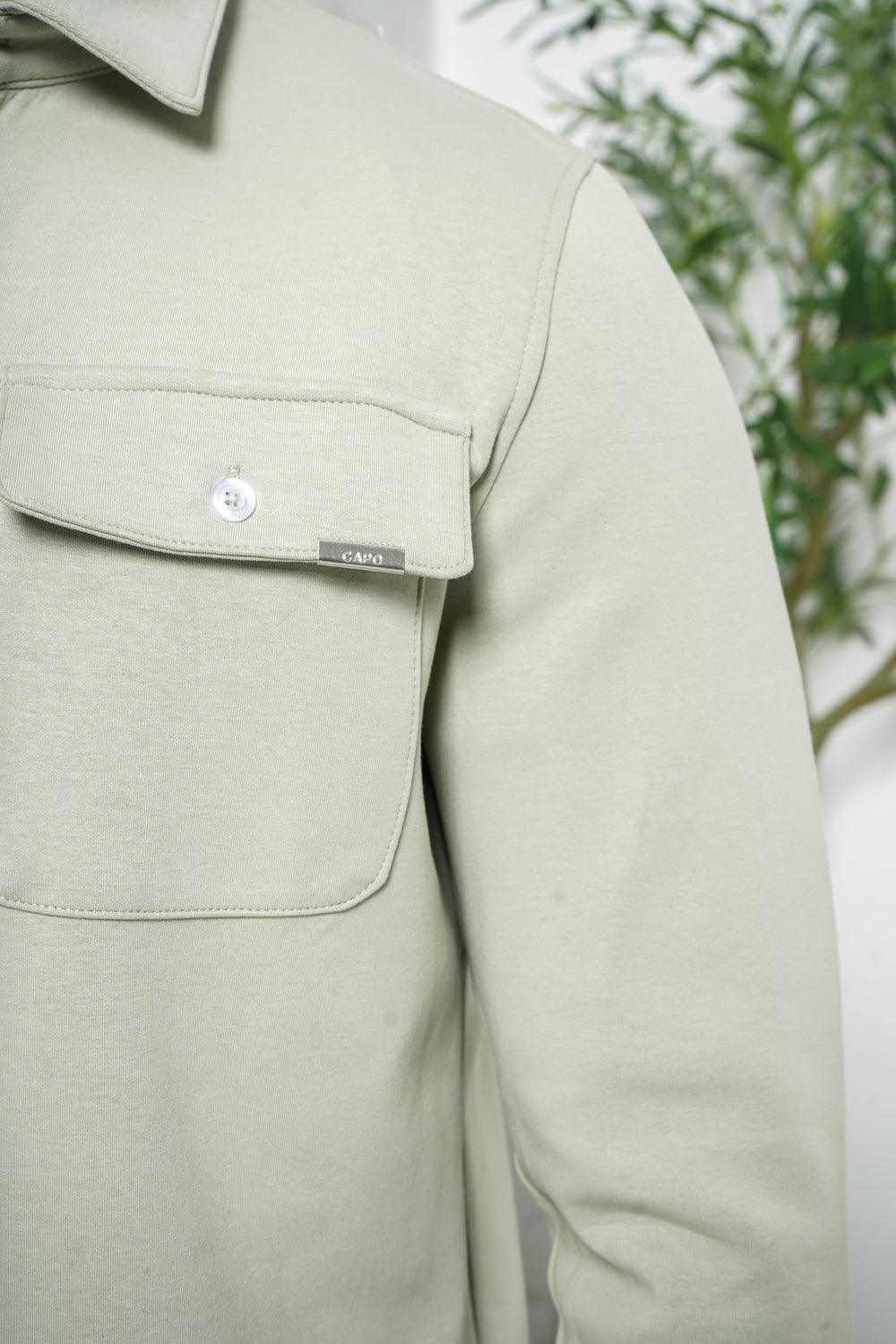 Capo Interlock Jersey Overshirt - Olive