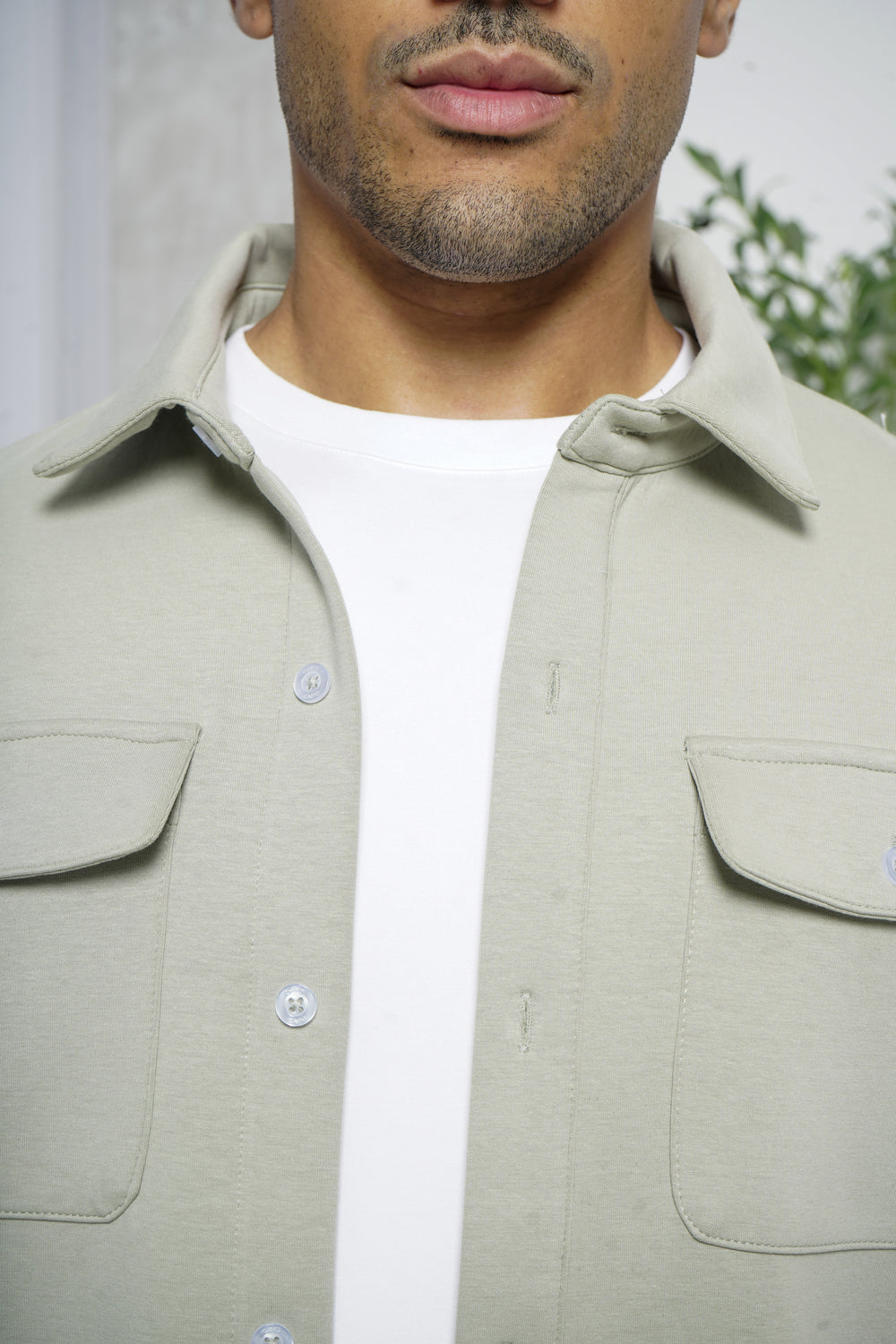 Capo Interlock Jersey Overshirt - Olive