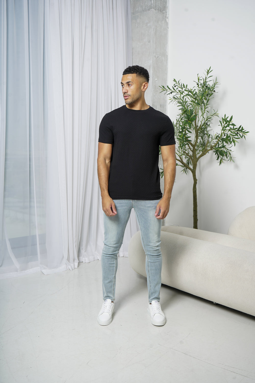 Capo Basket Weave T-Shirt - Black