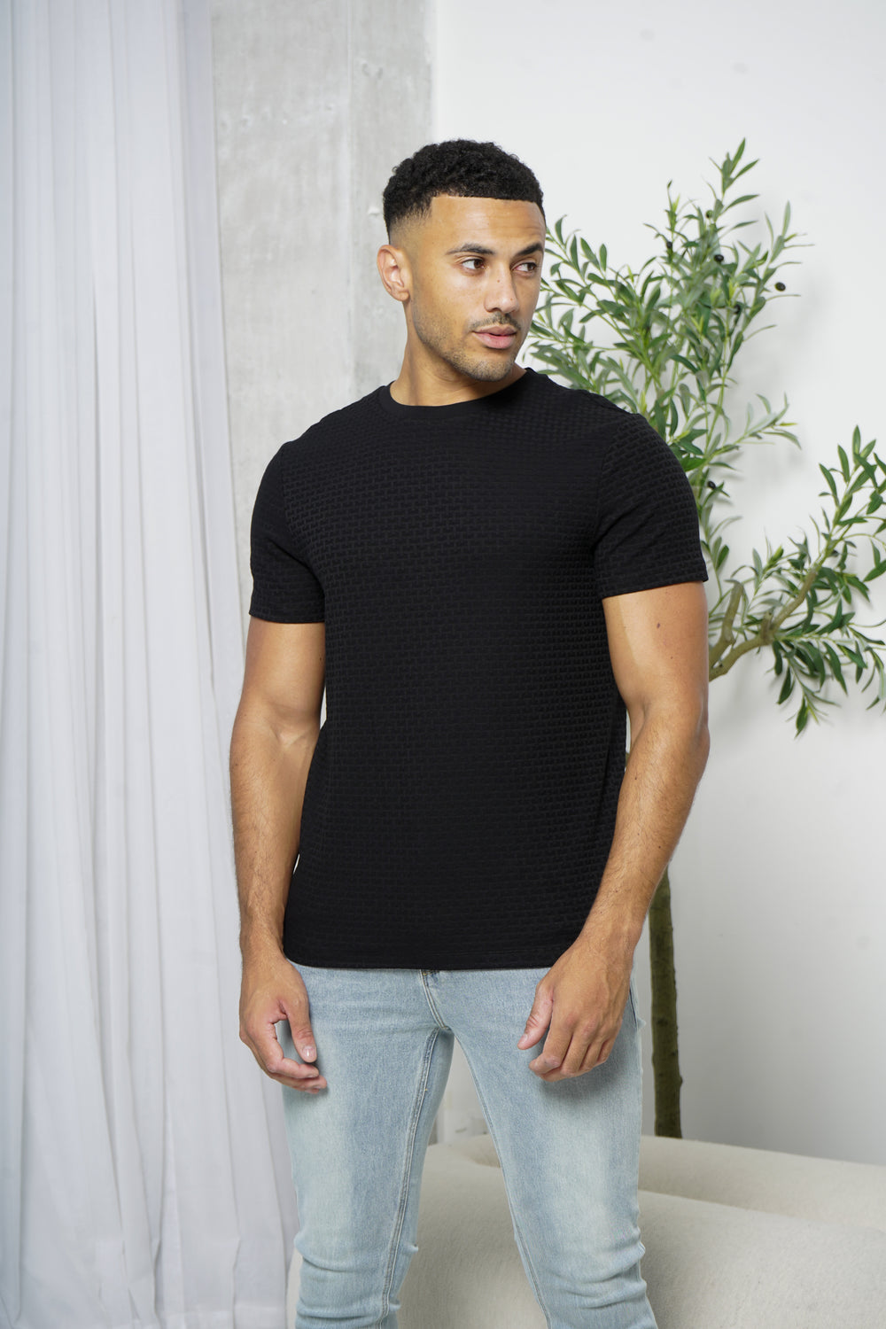 Capo Basket Weave T-Shirt - Black