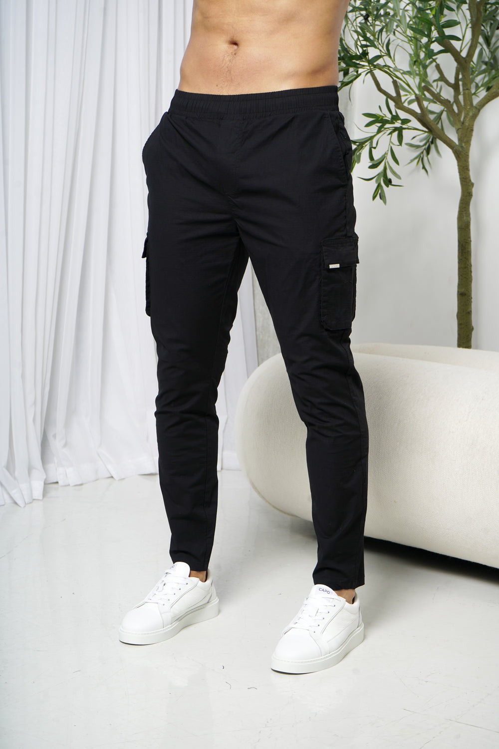 Capo Elasticated Cargo Trouser - Black