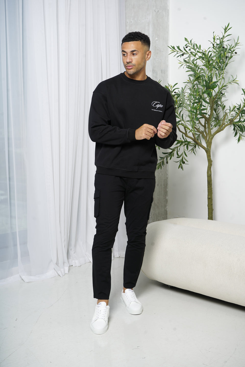 Capo Elasticated Cargo Trouser - Black