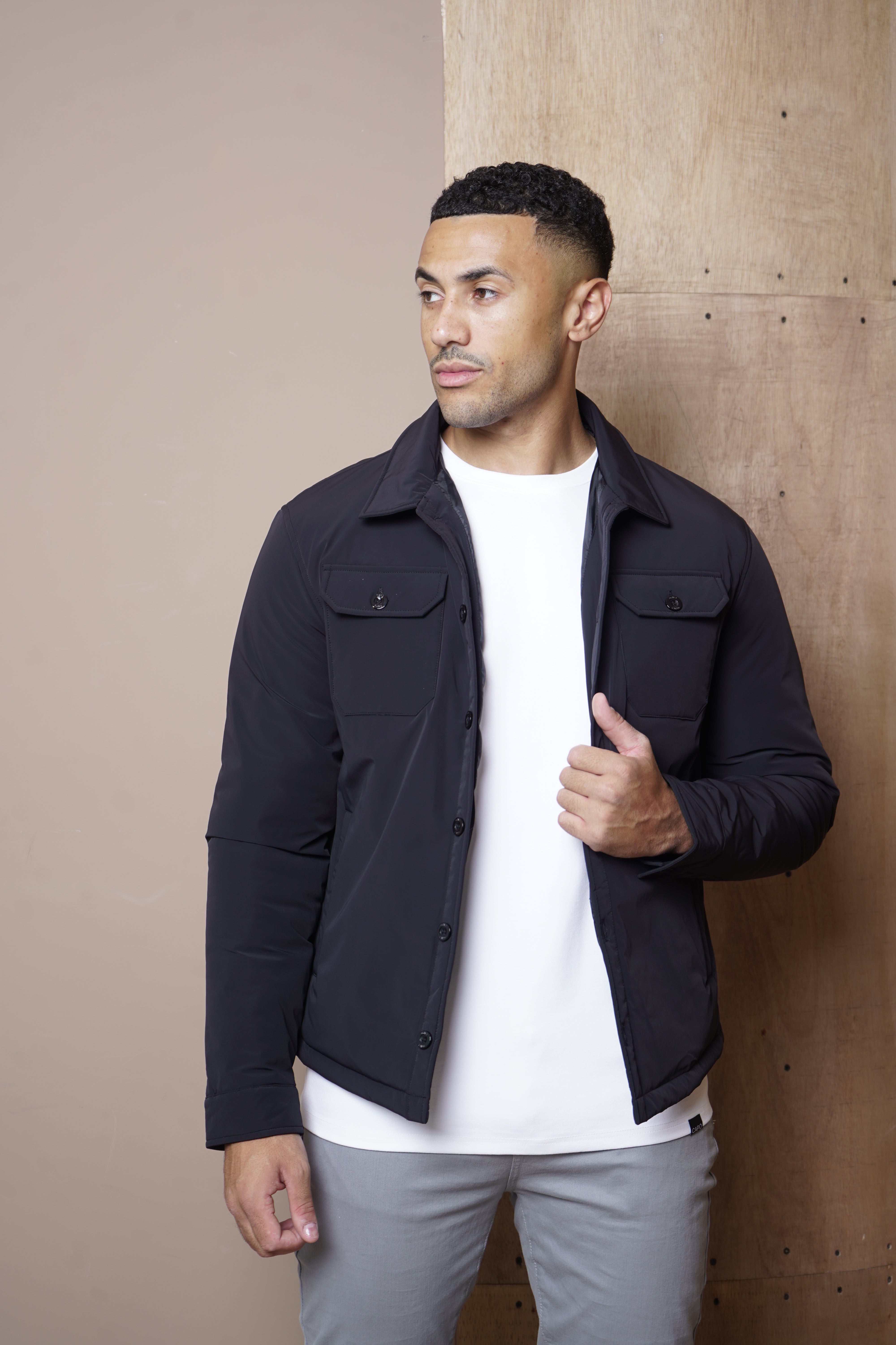 Capo Quilted Overshirt Jacket - Black