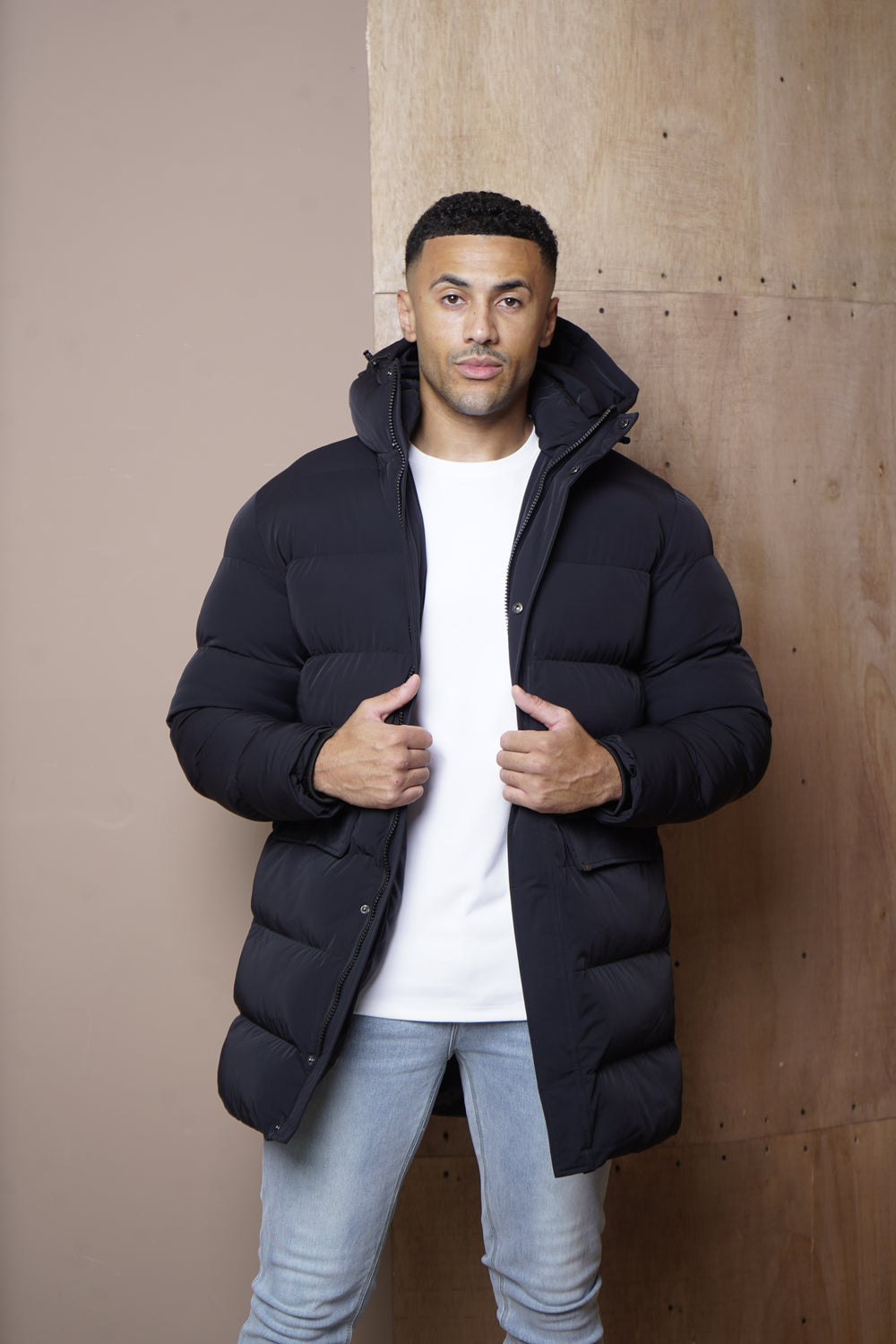 Capo Mid-Length Puffer Coat - Black