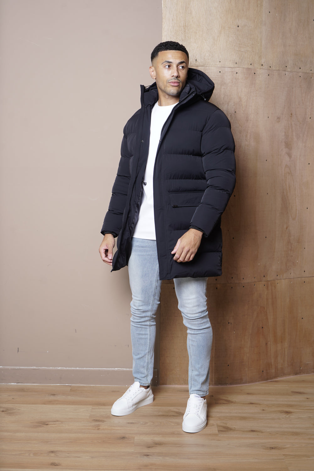 Capo Mid-Length Puffer Coat - Black