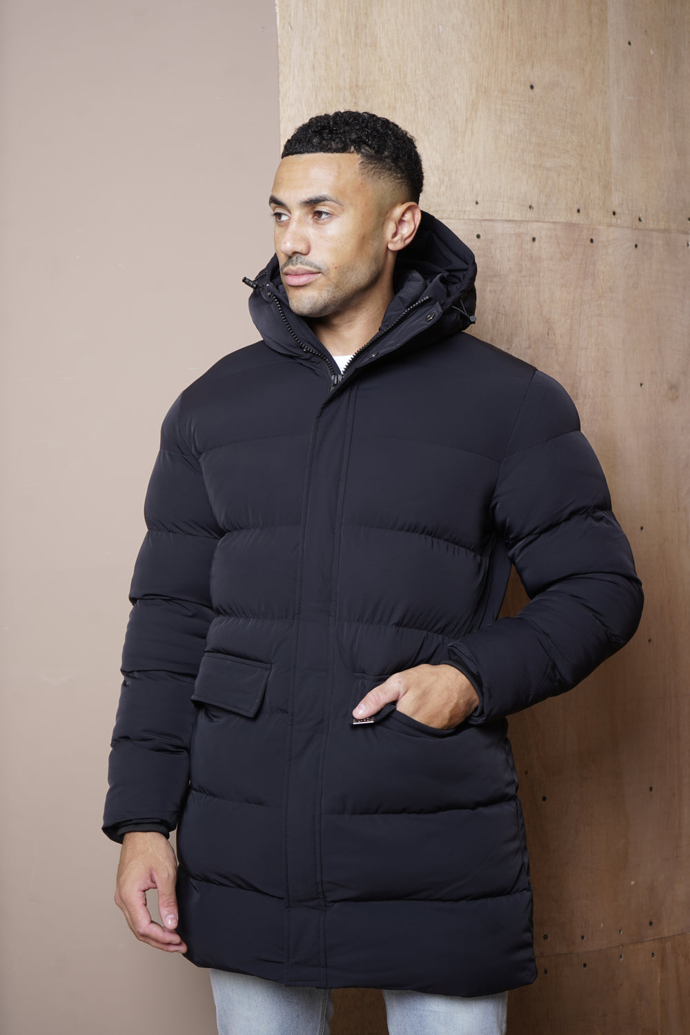Capo Mid-Length Puffer Coat - Black