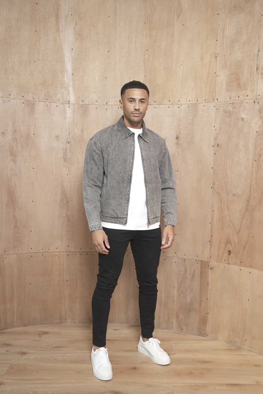 Capo Washed Zip Denim Jacket - Washed Black