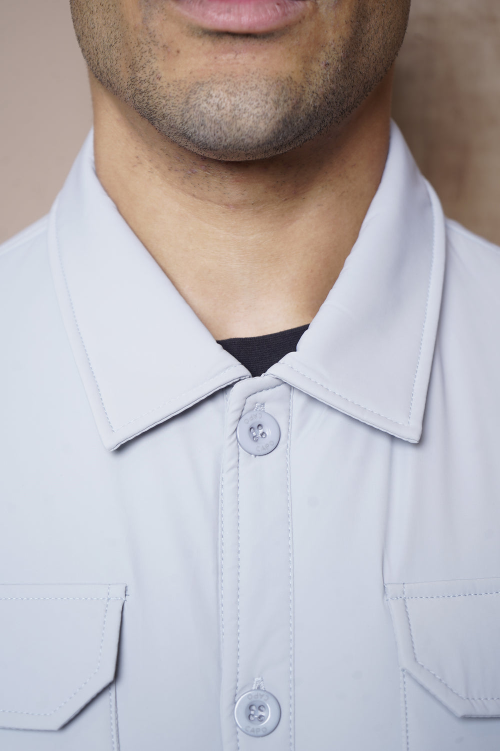 Capo Quilted Overshirt Jacket - Light Grey