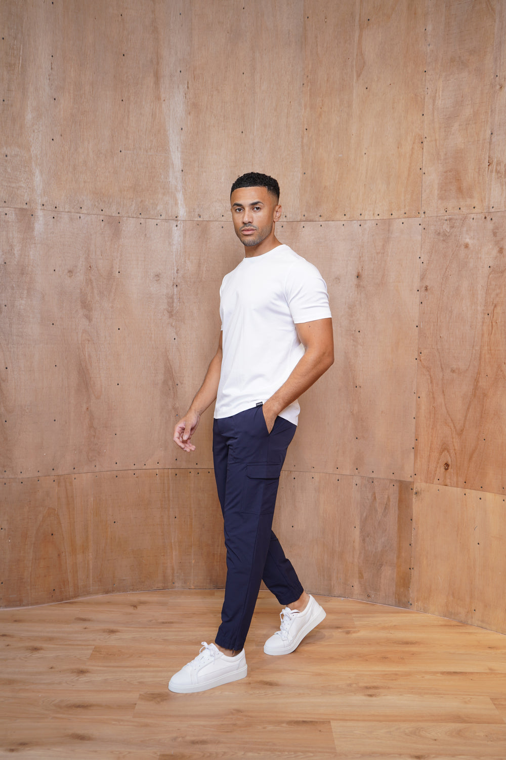 Capo Smart Cuffed Cargo Pants - Navy