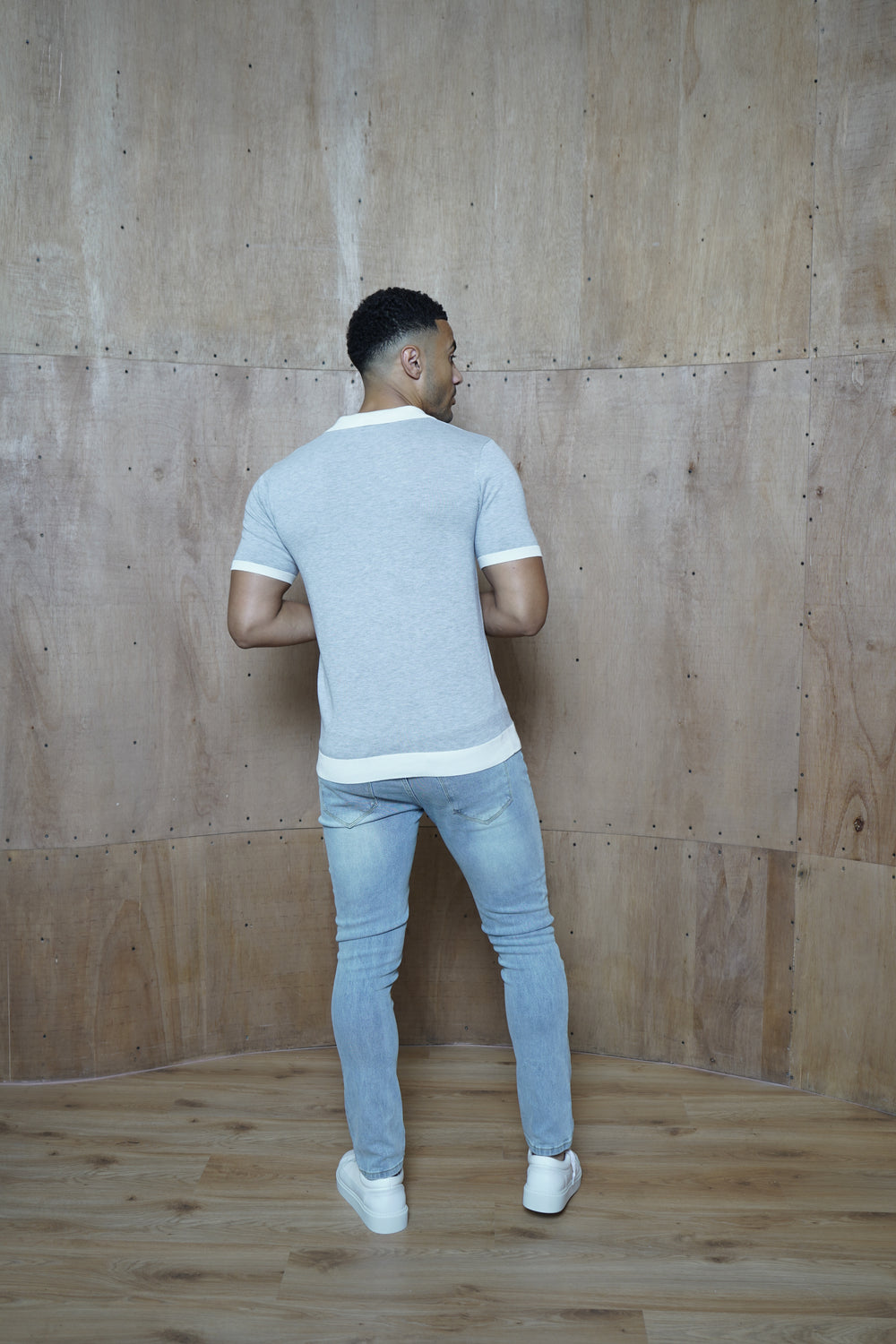 Capo Egyptian Cotton Contrast Cuban Collar Polo Shirt - Grey