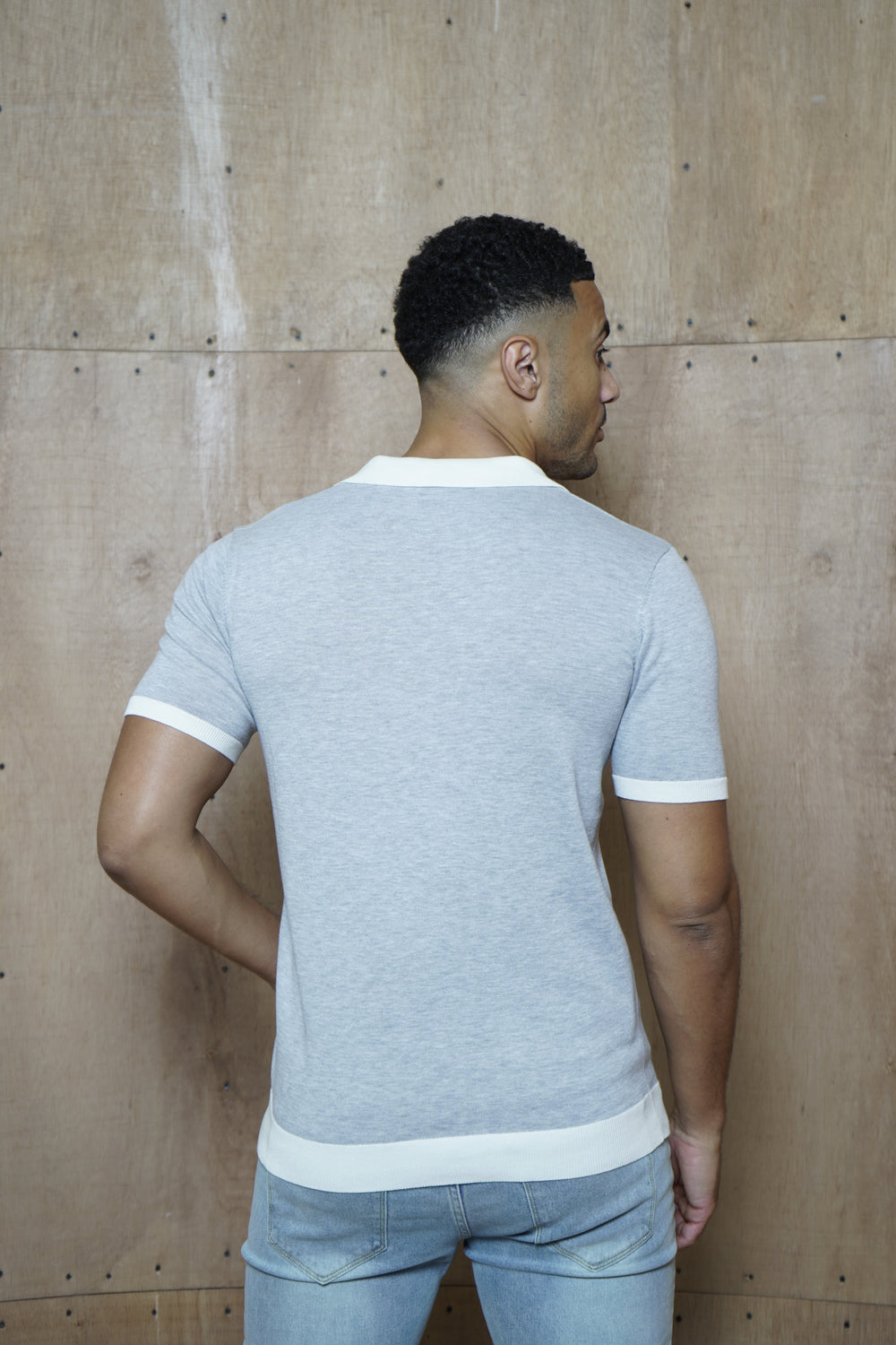 Capo Egyptian Cotton Contrast Cuban Collar Polo Shirt - Grey