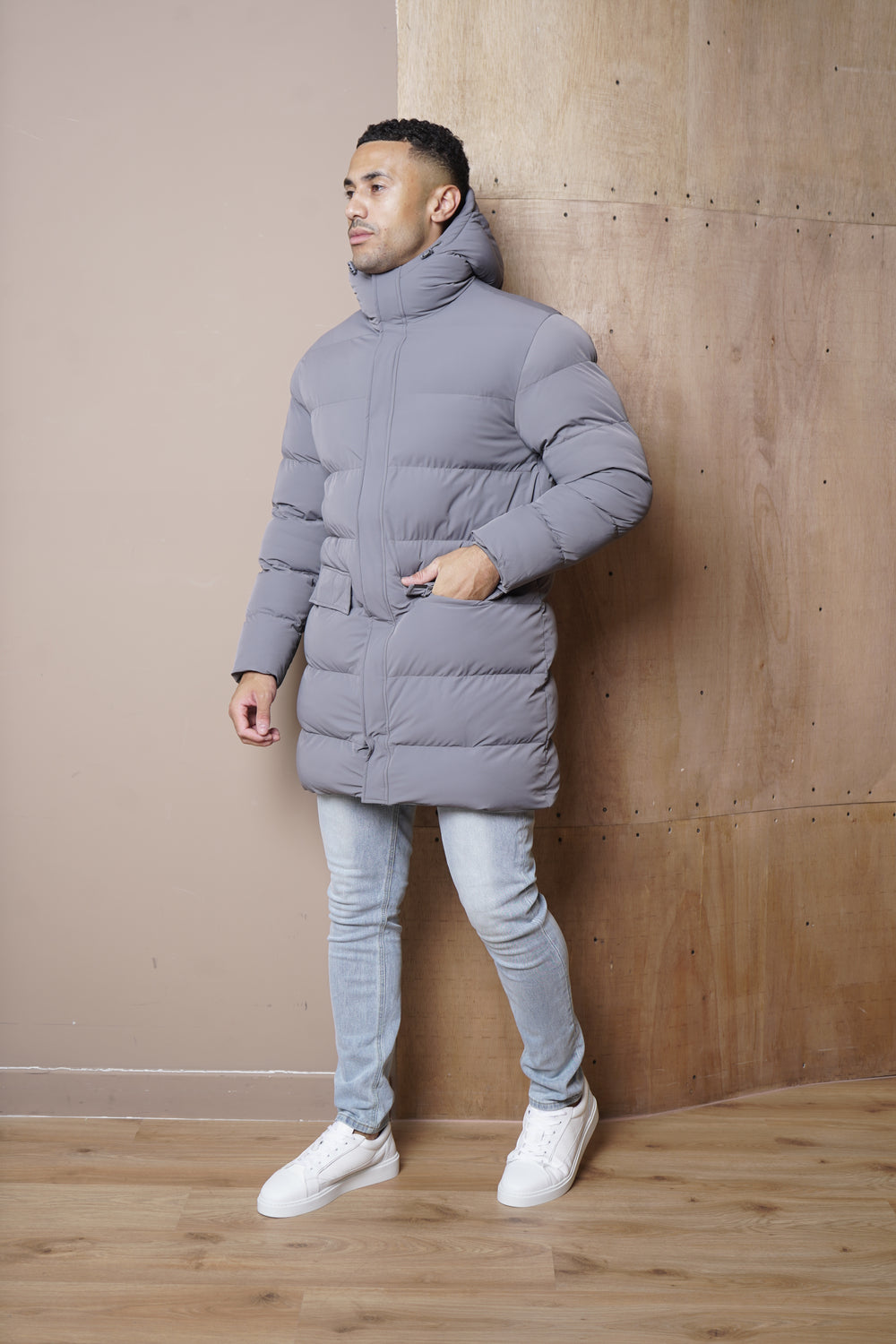 Capo Mid-Length Puffer Coat - Charcoal